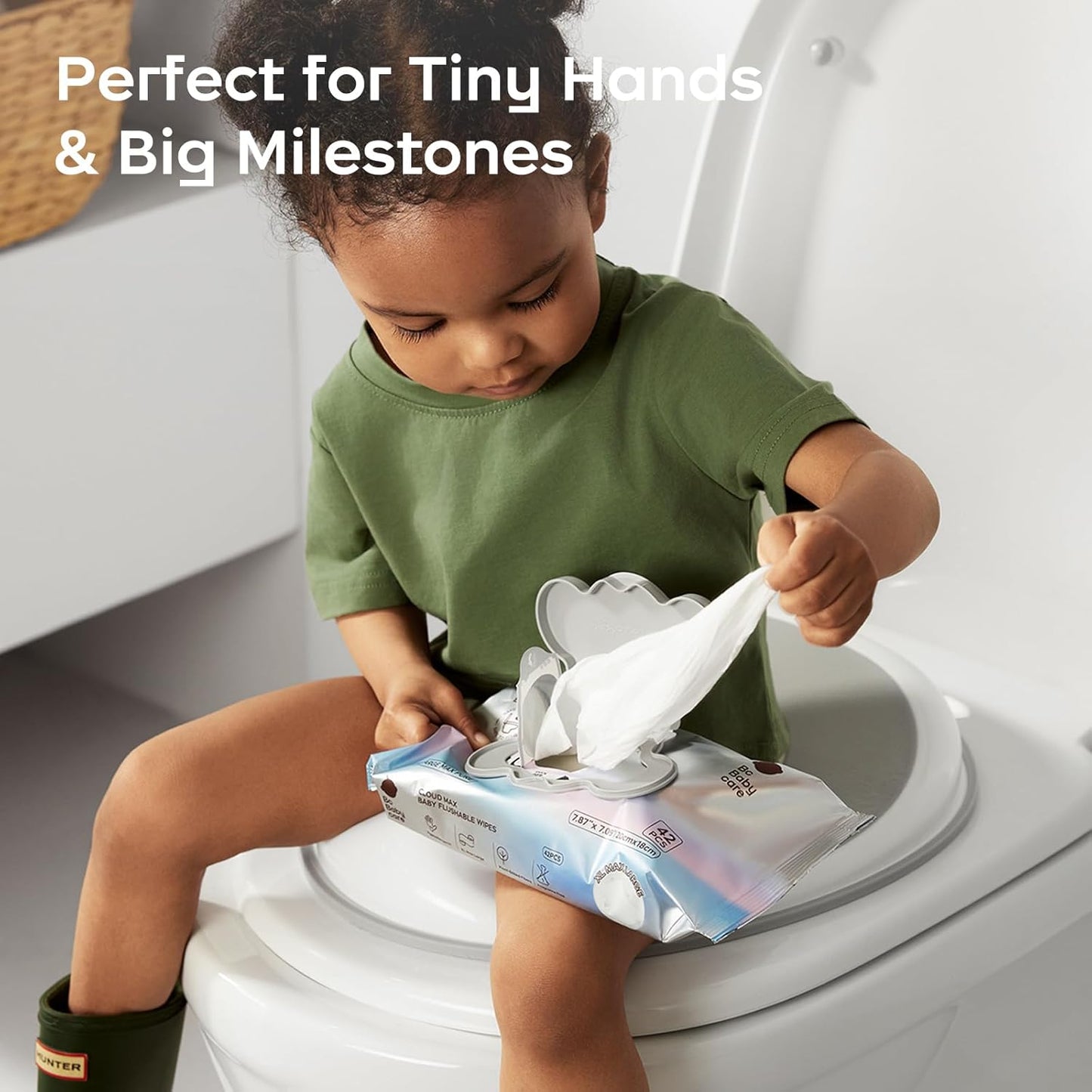 Bc Babycare Flushable Wipes, Hypoallergenic for Sensitive Skin, 99% Water, Plant-Based Fibers, Sewer + Septic Safe, Fragrance Free Toddler Potty Training, 42 Wipes, 3 Packs
