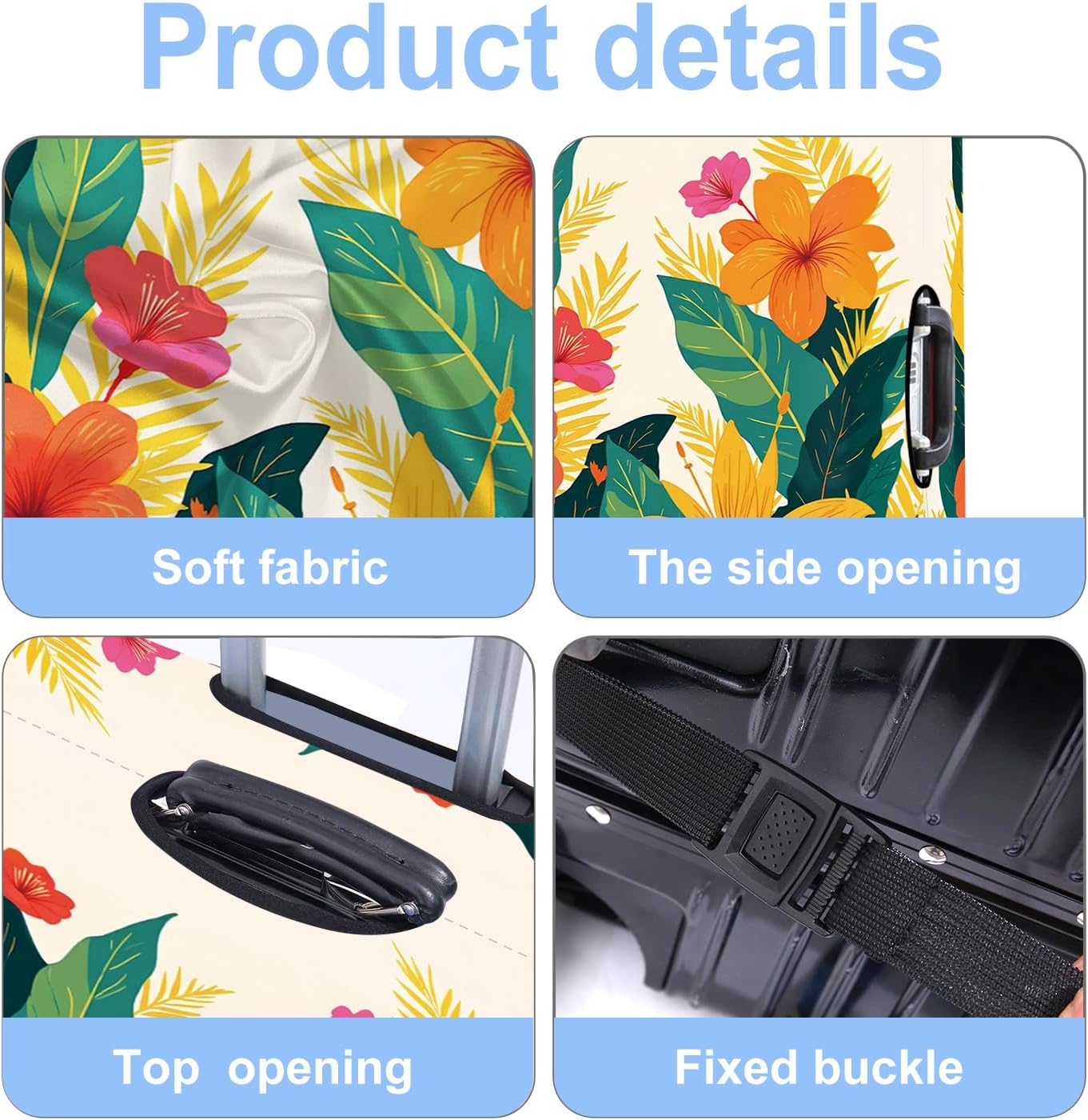 Luggage Cover Washable Suitcase Protector Anti-Scratch,Stretchable Fit for 20-34Inch Luggage Durable Travel Bag Cover with Zipper Closure (Flower, XL(fits 32-34Inch suitcase))