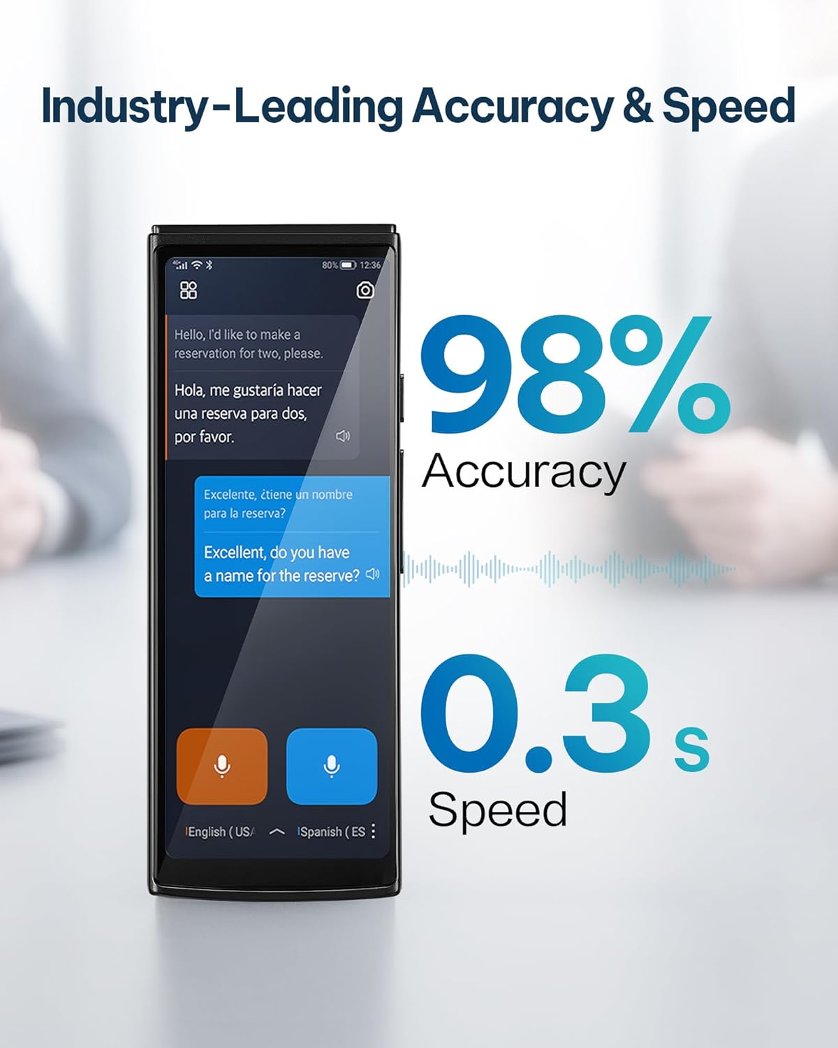 iFLYTEK AI Language Translator Device — 60 Languages, Real-Time Split-Screen & Two-Way Instant Voice Translation, 18 Offline Packs, 2-Year Global Data for K-12 Education, Business, Travel