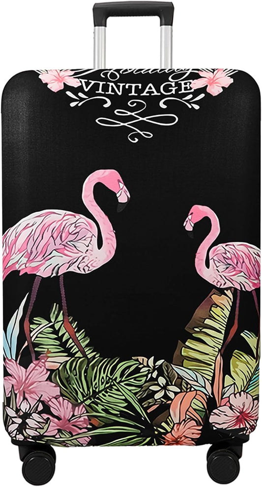 WUJIAONIAO Travel Luggage Cover Baggage Suitcase Cover Protector Skins 18-32 Inch (Flamingo A23, L (for 25-28 inch luggage))