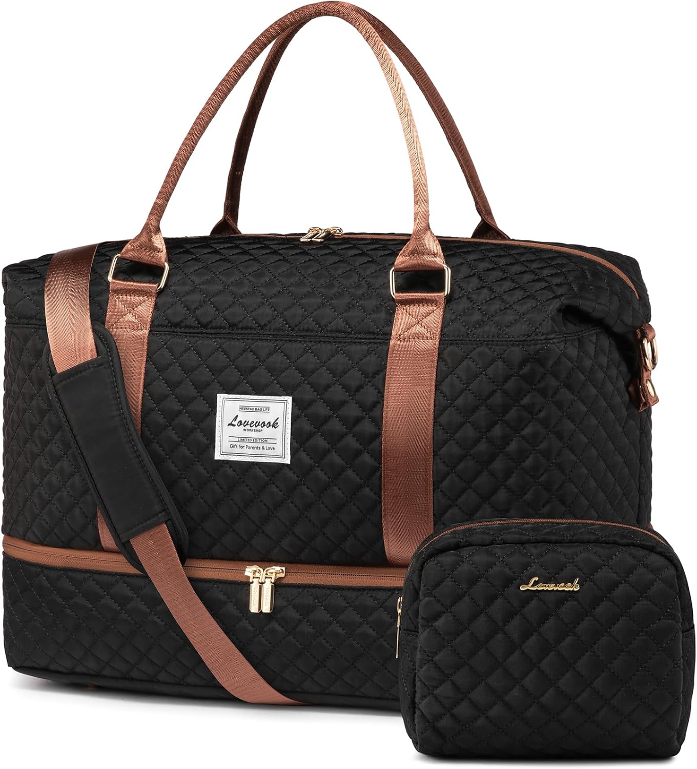 LOVEVOOK Travel Duffle Bag,Weekender Bags for Women with Shoe Compartment，Carry on Overnight Bag with Toiletry Bag,Gym Duffel Bag with Wet Pocket, Hospital Bags for Labor and Delivery