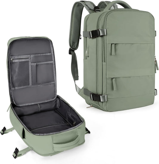 coowoz Travel Backpack For Women Men,Carry On Backpack,Hiking Backpack Waterproof Outdoor Sports Rucksack Casual Daypack travel essentials（Gray Green）