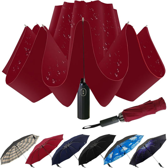 LLanxiry Compact Travel Umbrella, Mini Windproof Umbrellas for Rain & Sun, Small Lightweight Outdoor UV Umbrella, Portable Folding Umbrellas for Travel