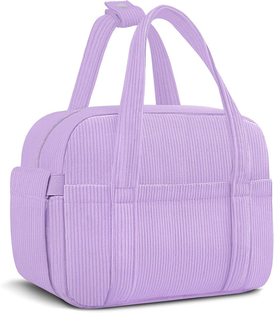 Corduroy Lunch Box Lunch Bag for Women Men, Cute Strawberry Small Insulated Reusable Work Leakproof Simple Lunch Boxes Tote Bag Adults Cooler Bag