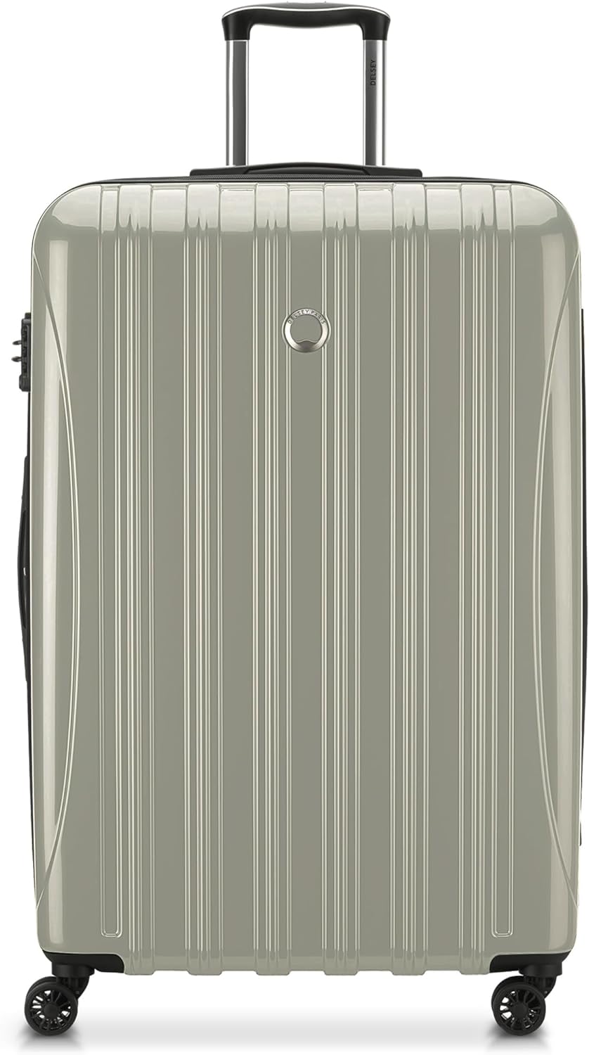 DELSEY PARIS Helium Aero Hardside Expandable Luggage with Spinner Wheels, Latte, Checked-Large 28 Inch