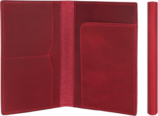 STAR VISTA Albatross Leather Travel Passport Holder, Minimalist Design, Full Grain Leather Case for Women and Men - Slim Passport Wallet, Bifold, RFID Blocking, Crimson Red