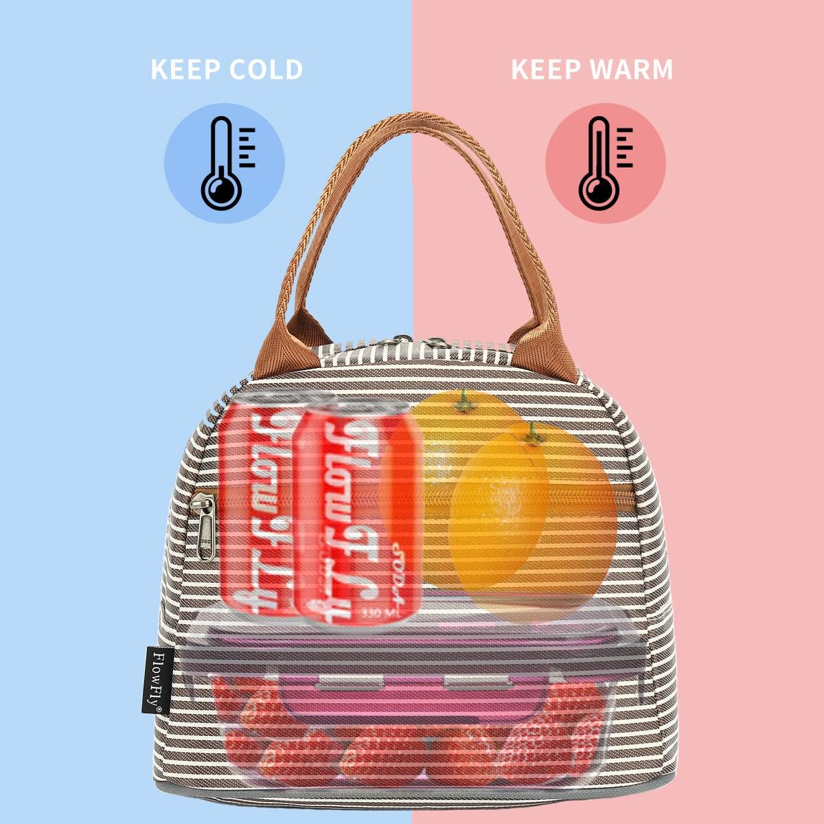 FlowFly Insulated Lunch Cooler Bag - Tote Bag Organizer for Women/Men, Coffee