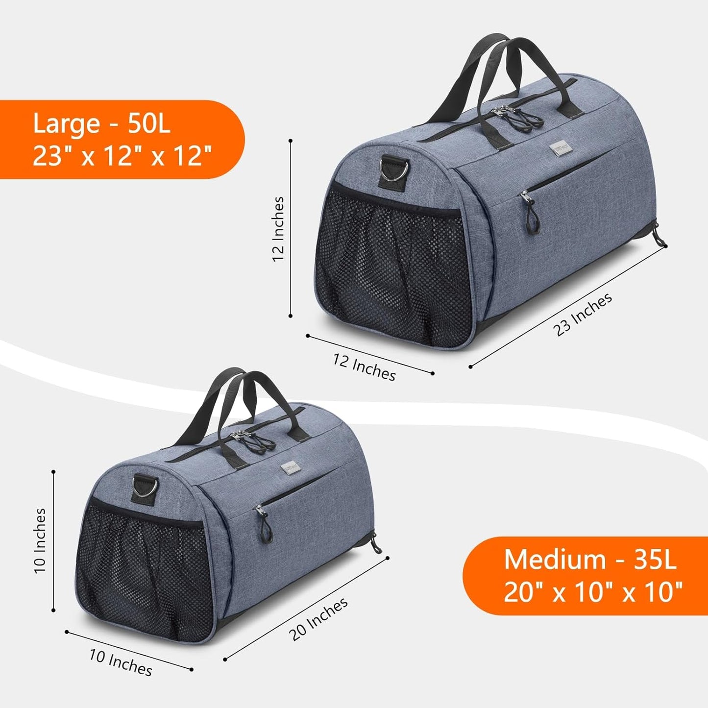 TOPDesign Gym Bag for Women & Men, Unisex Duffel Bag with Shoe Compartment & Wet Pocket for Travel Sports Gym (M Textured Blue)