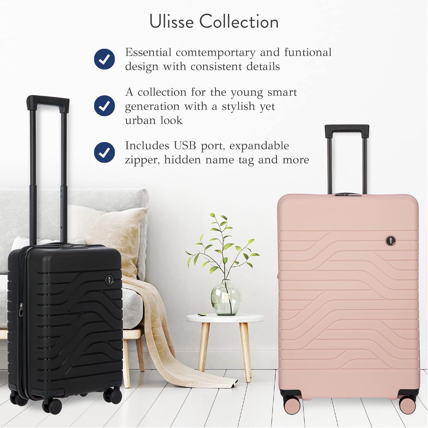 Bric's B|Y Ulisse Spinner Suitcase, Expandable Hard Shell Luggage with TSA Lock and Smooth 360° Wheels 28" – Pearl Pink