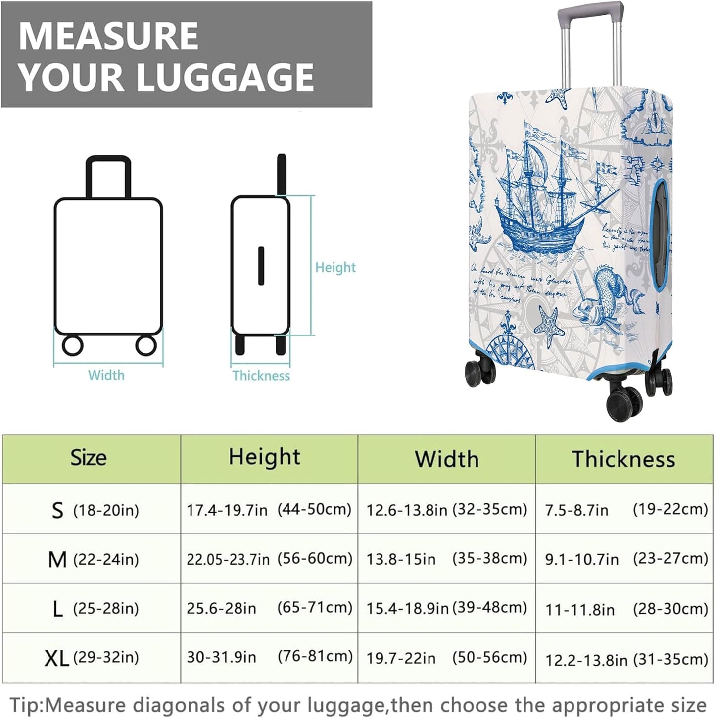 Travel Luggage Cover Suitcase Protector Fits 18-32 Inch Wheel Covers PatternedTravel Related Items Flower Luggage Protector Elastic L