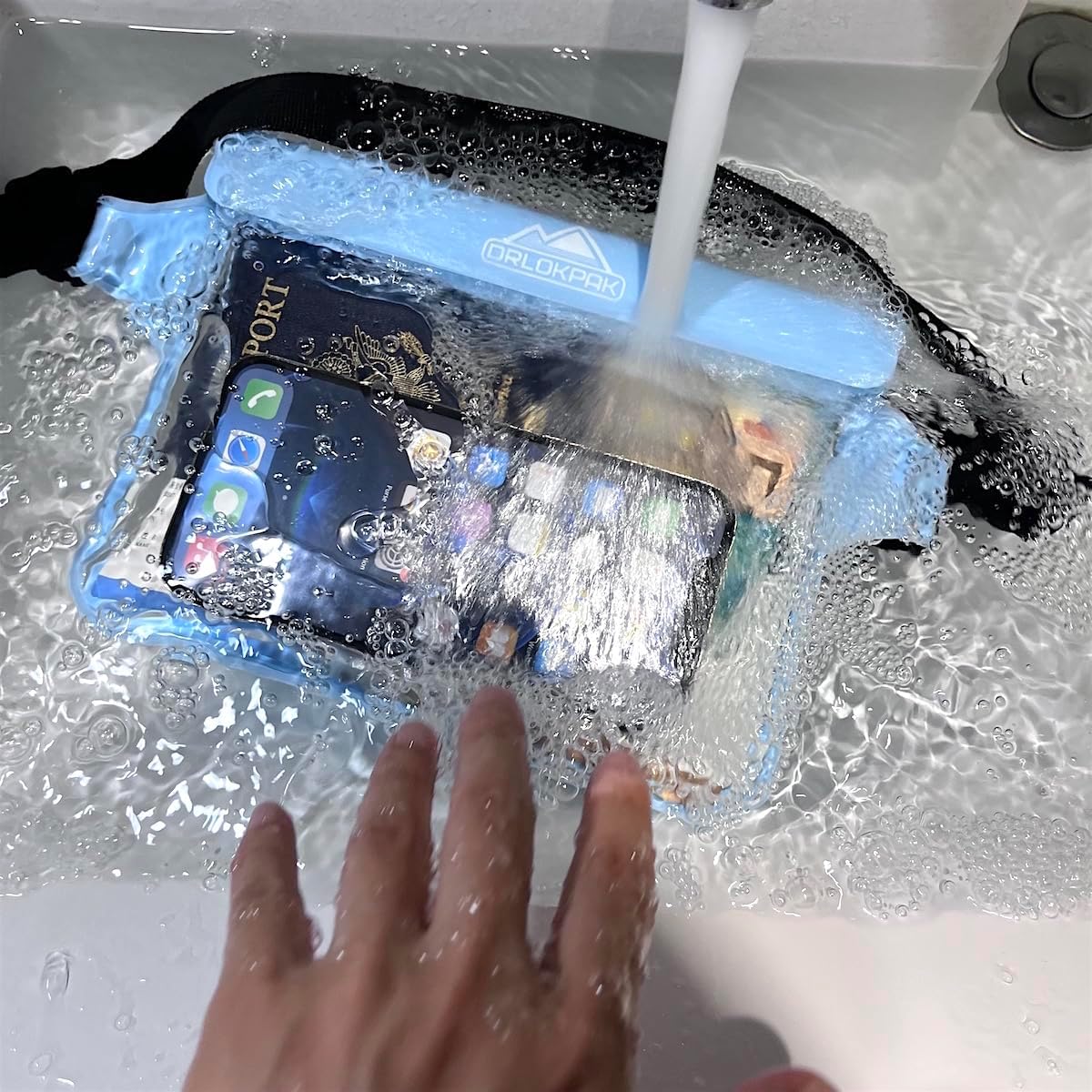DRLOKPAK Waterproof Waist Bag Pouch Fanny Pack Bum Bag with Secret Holder Keeps Your Phone Kindle Wallet Watch & Valuables Dry - Perfect for Surf Canoe Swim Snorkel Dive Beach Pool(Blue)