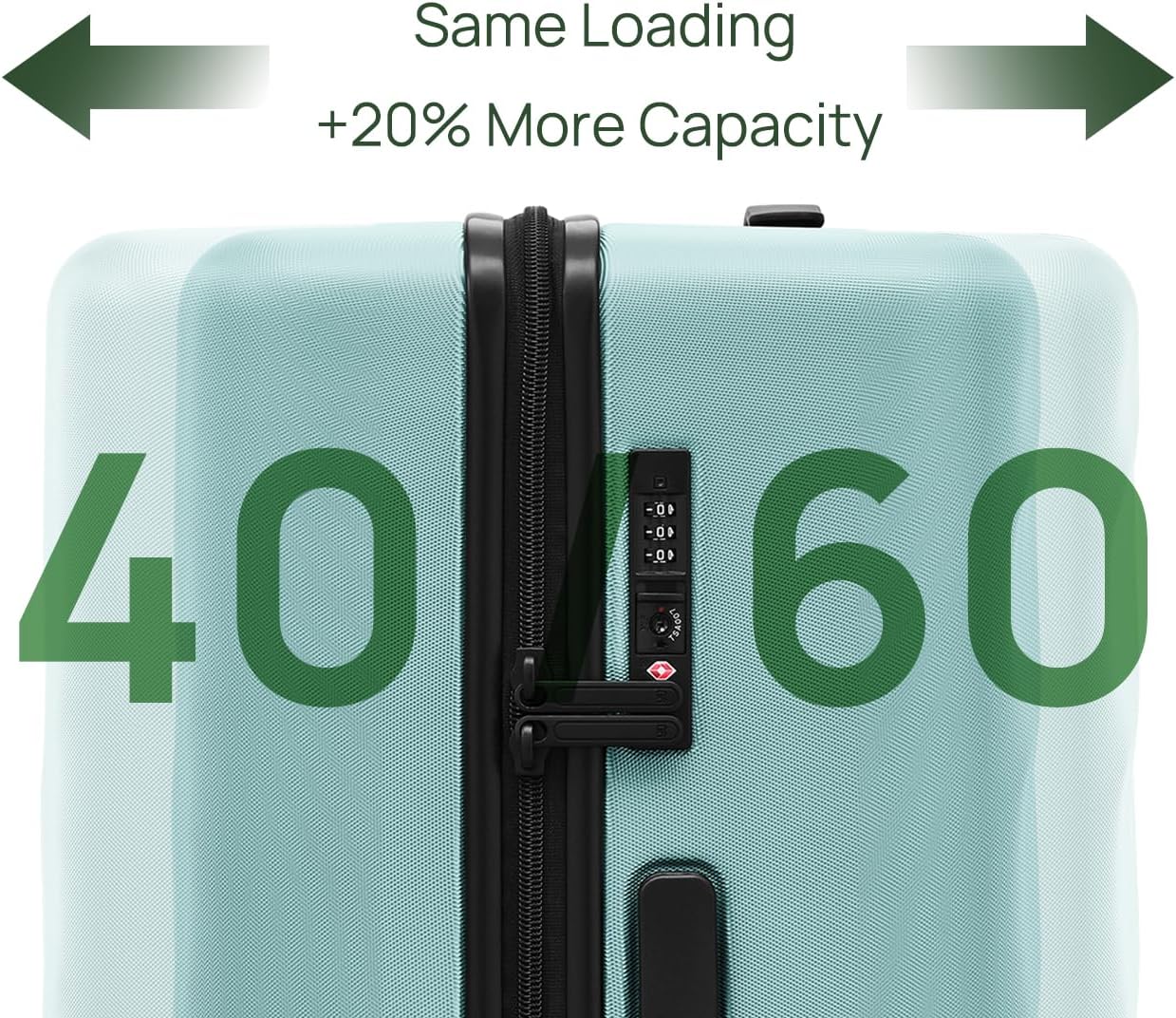 NINETYGO Trunk Luggage 22 Inch, Small Checked Luggage with Double Spinner Wheels, Anti-Burst Zipper, Hard Case PC Suitcase, Lightweight Travel Luggage, TSA Approved (Crystal Green, Hudson)