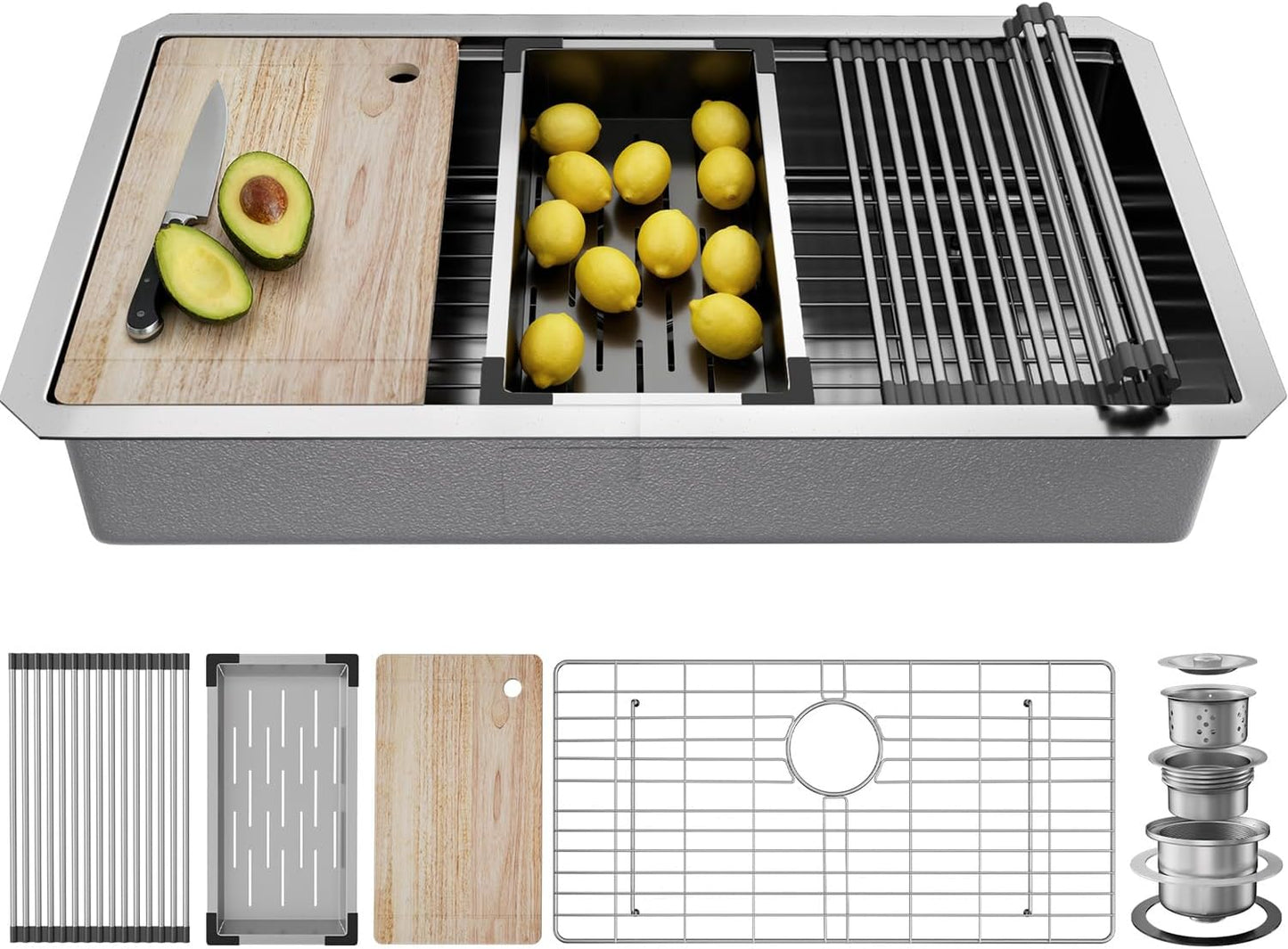 Undermount Kitchen Sink Stainless Steel 32x19 - Undermount Workstation Sink Single Bowl Commercial 16 Gauge Stainless Steel Kitchen Sinks Silver