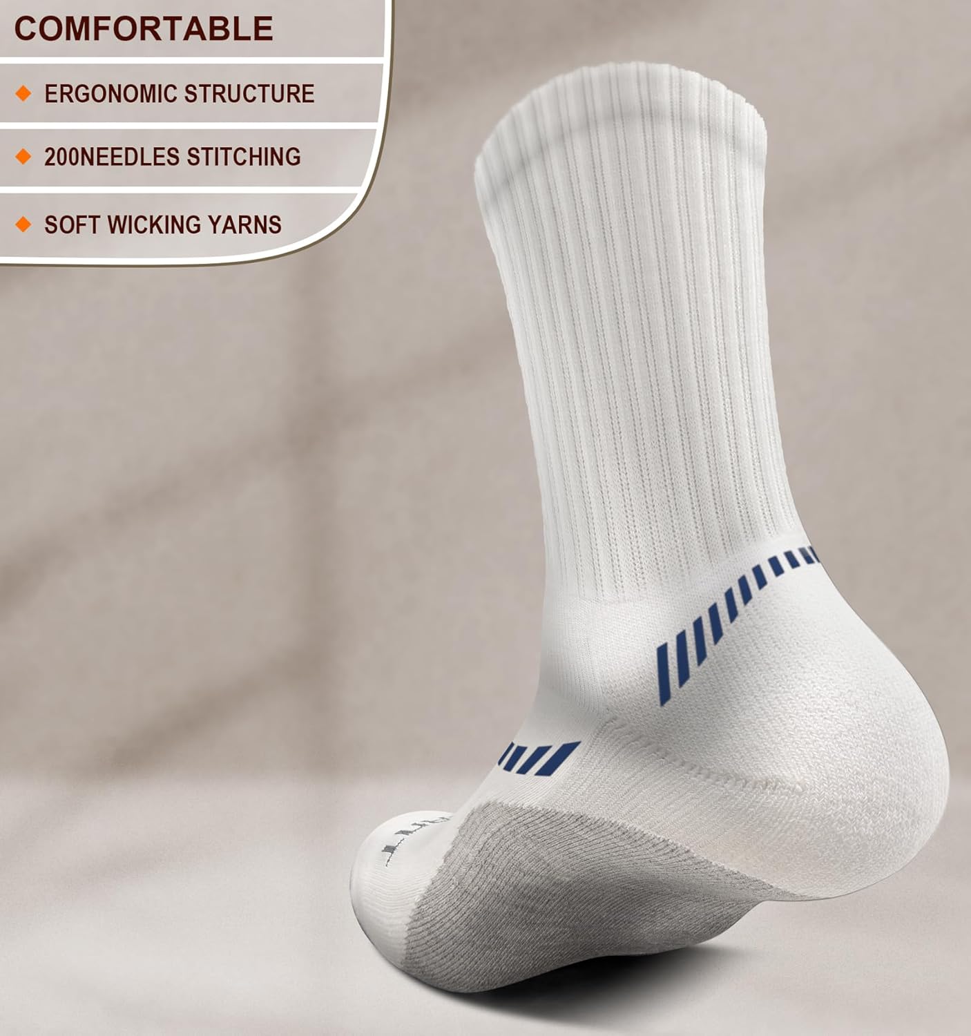 BULLIANT Compression Socks for Men 6Pairs, Athletic Crew Socks Cushioned For Men Sports Running-Arch Support