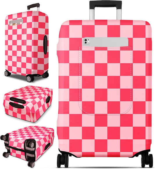 Slohif Luggage Cover for Suitcase Tsa Approved Protector - Luggage Sleeve Large Suit Case Cover Travel Stretch Baggage Case Protective Washable Fit 18-20 Inch Checkered XS