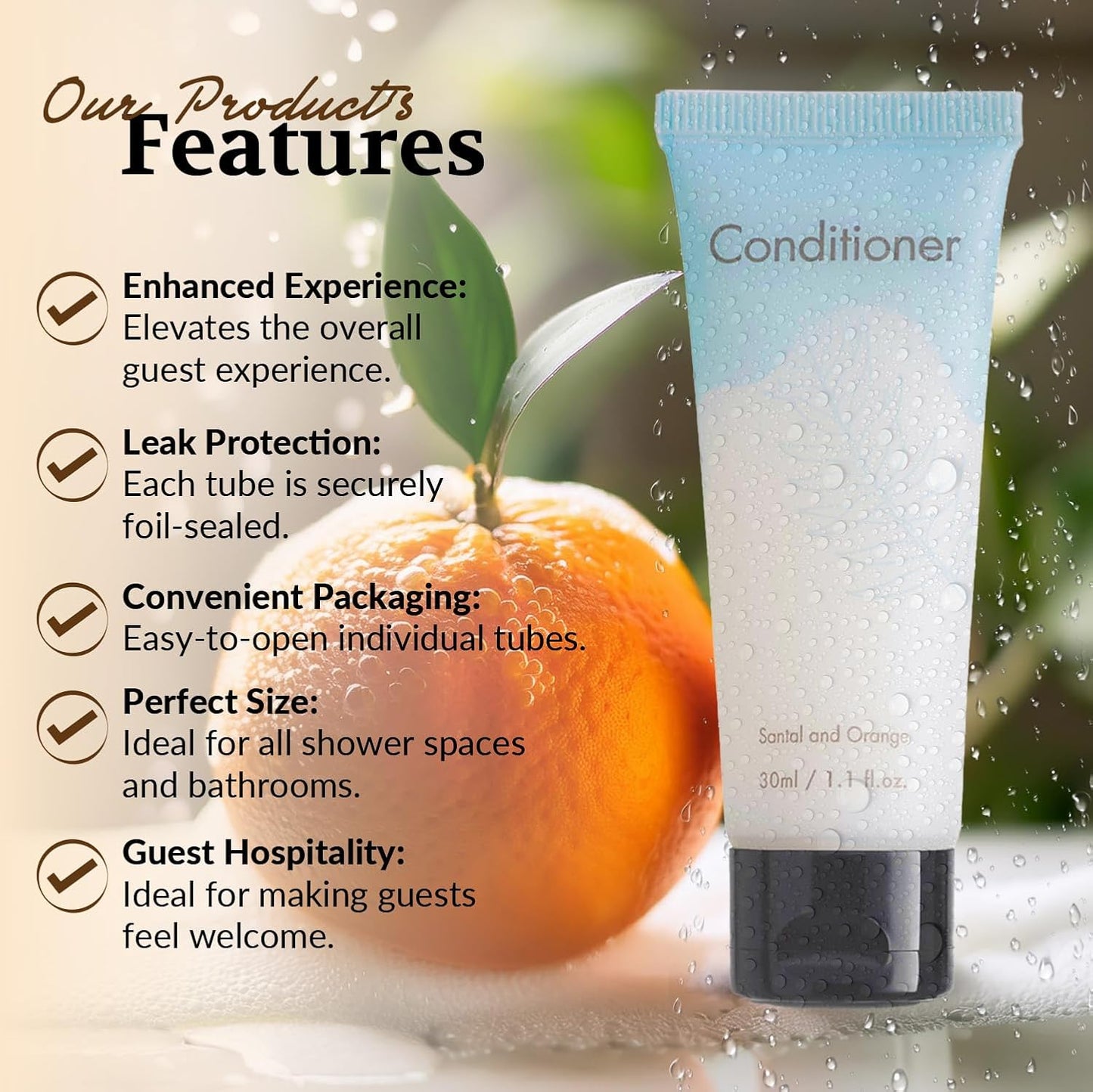 Double Sealed Hotel Conditioner Bulk 100 Pack Individually Wrapped Travel Size Conditioner Aloe and Green Tea Extract Infused Hotel Supplies and Toiletries for Guest