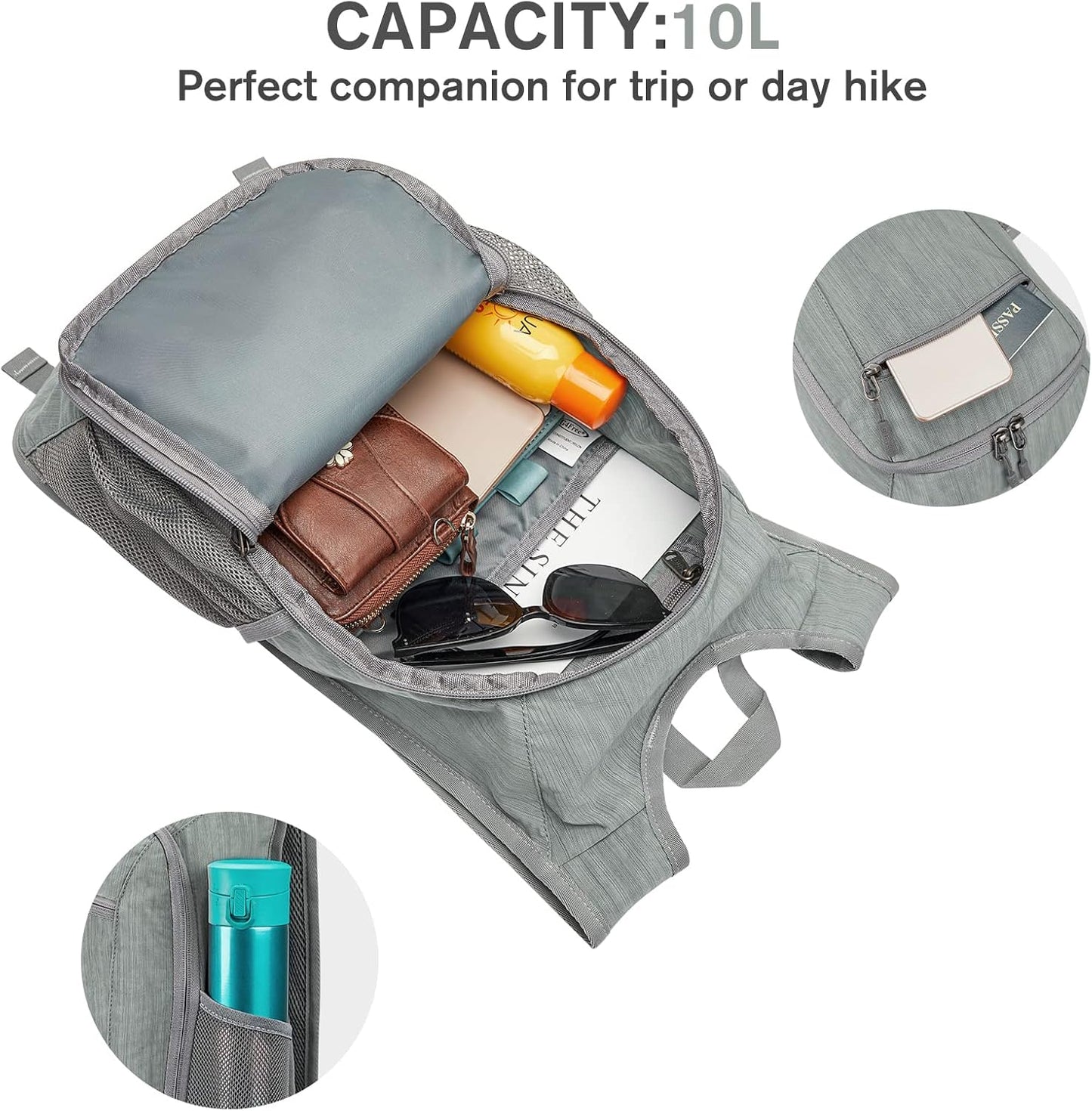 G4Free 10L/15L Hiking Backpack Lightweight Packable Hiking Daypack Small Travel Outdoor Foldable Shoulder Bag