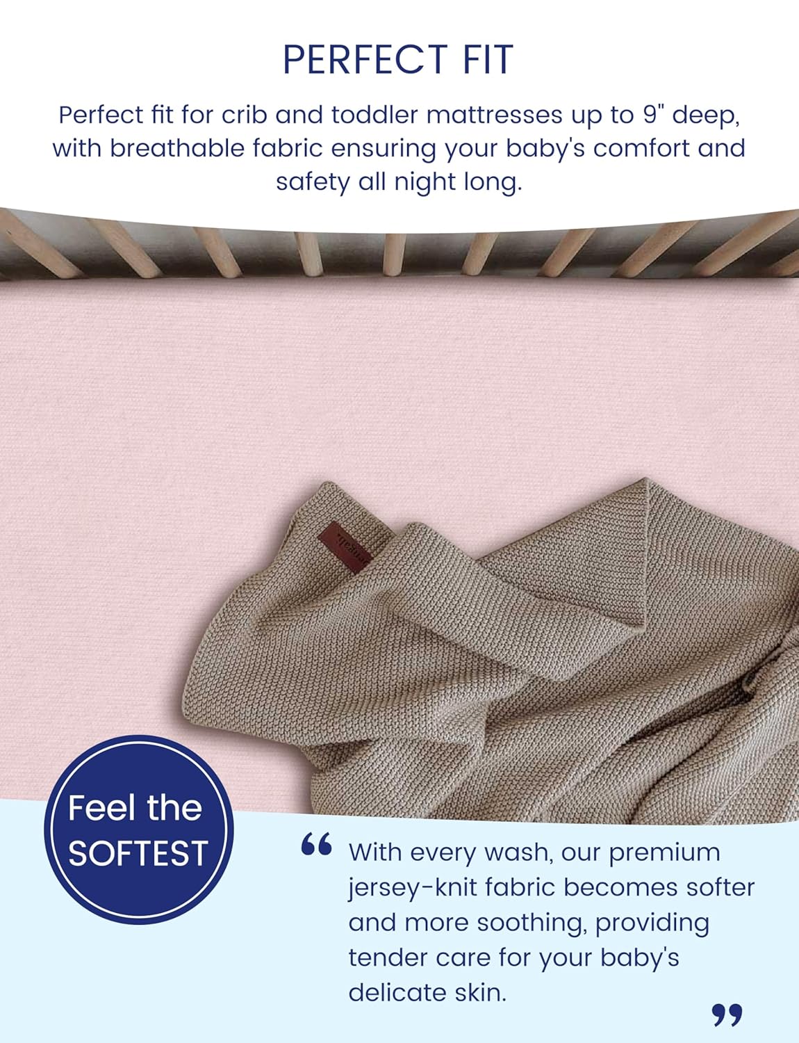 TotAha Premium Stretchy Crib Sheets (2-Pack)-Hypoallergenic, Silky Comfort, Buttery Soft, Calming Effect, All-Season Jersey-Knit Sheets, 9'' Extra Deep Pocket