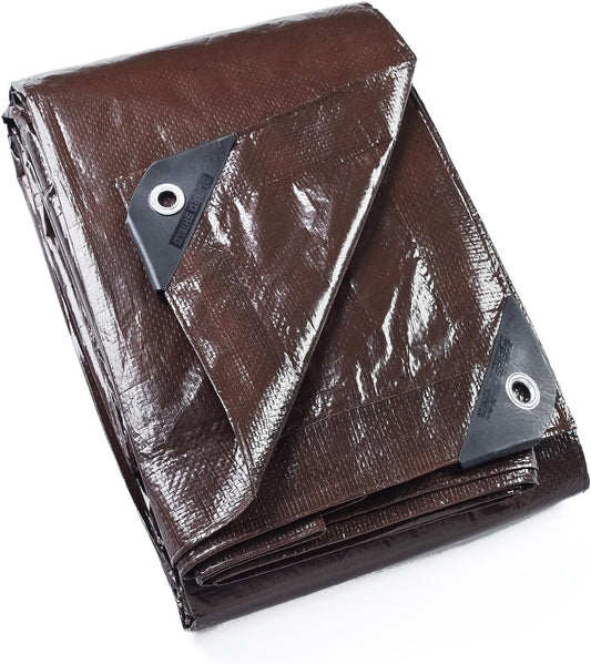 GUARD SHIELD Brown Tarp 6x6 Feet Waterproof Tarps Lightweight Camping Tarp Outdoor Multi Purpose Poly Cover 6mil