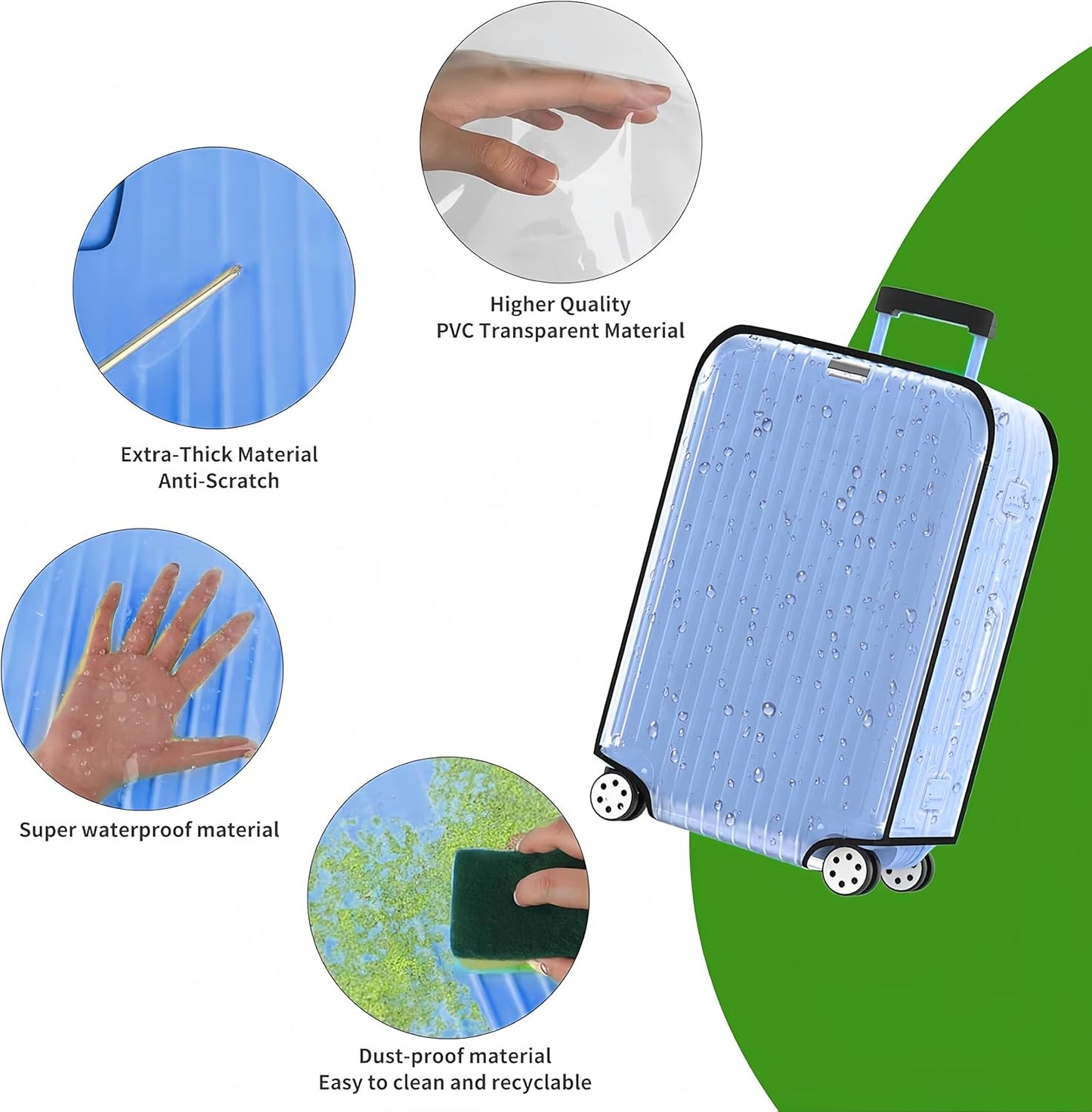 Suitcase Covers Clear Luggage Cover for 20"/24"/28"/30" Baggage Covers Waterproof Dustproof and Anti-scratch (30inch)
