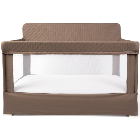 Baby Delight Lunaire Full Size Crib | Breathable Mesh Baby Crib | Tool-Free Assembly Baby Bed | 100% GOTS Certified Organic Cotton Fabric | Organic Mocha