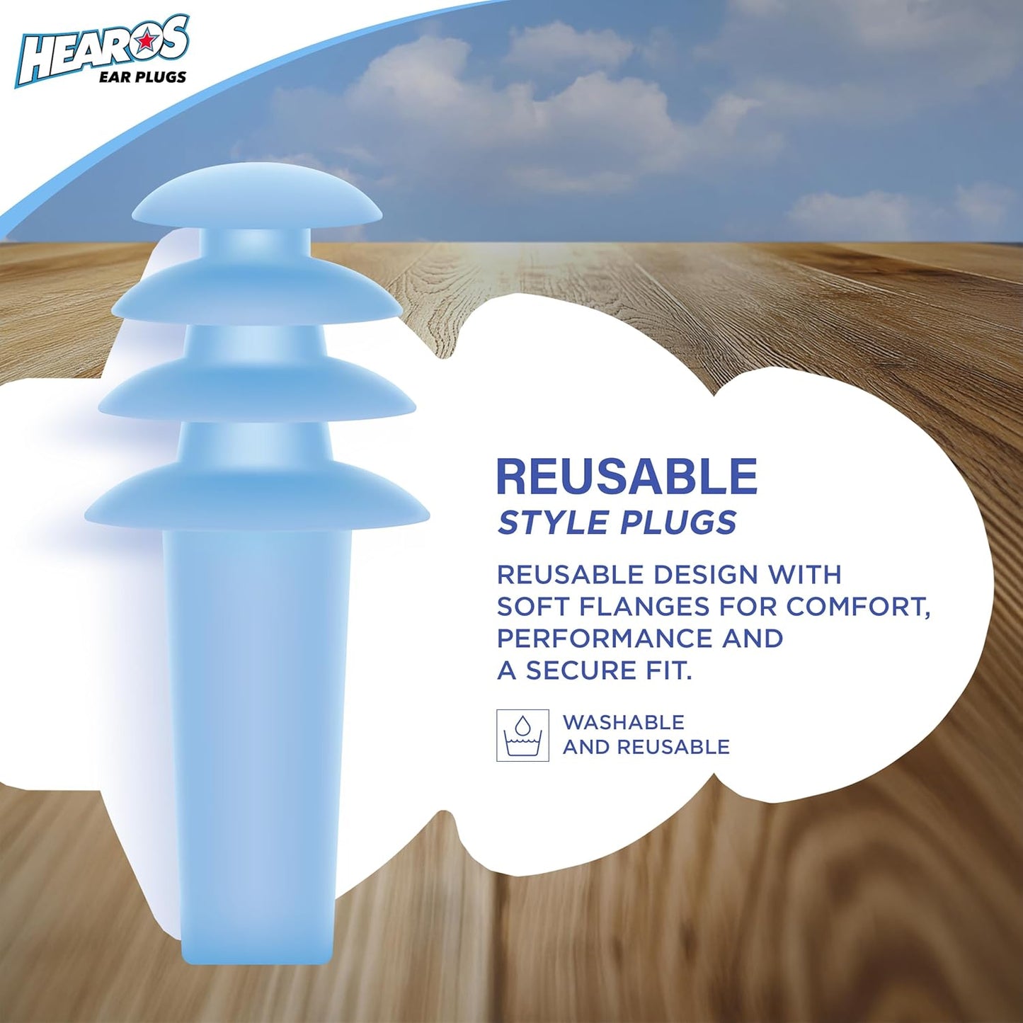 HEAROS AirPlugs Airline Pressure Reducing Earplugs, 1 Pair + Free Case, Latex Free Silicone, Reduce Ear Pain, NRR 20, Clear (5805)