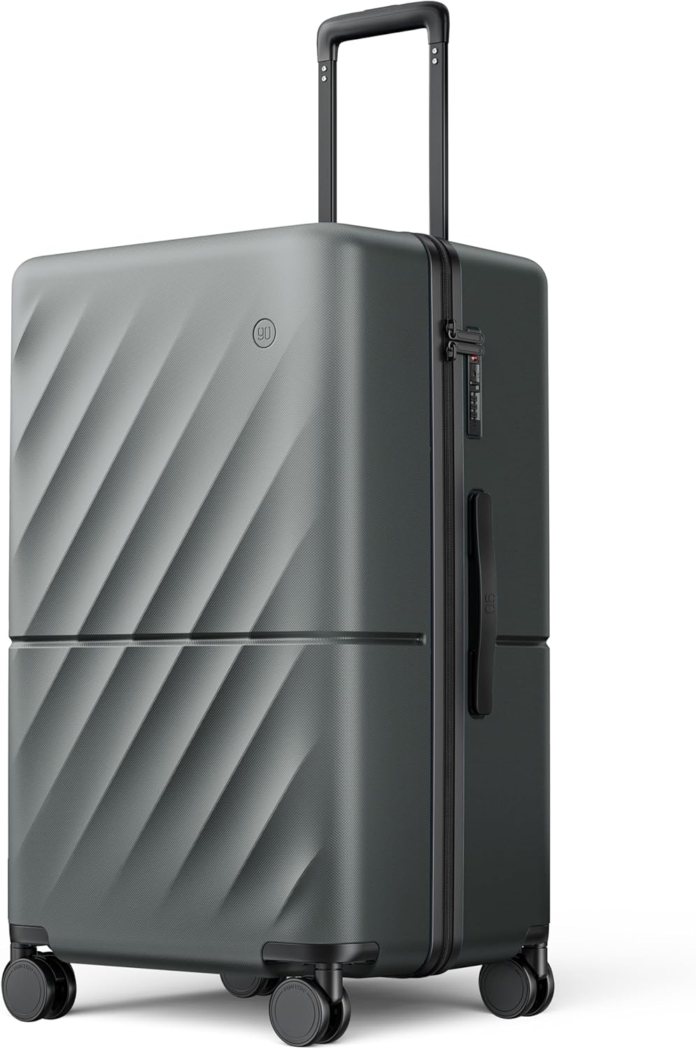 NINETYGO Trunk Luggage 26 Inch, Medium Checked Luggage with Double Spinner Wheels, Anti-Burst Zipper, Hard Case PC Suitcase, Lightweight Travel Luggage, TSA Approved (Slate Grey, Hudson)