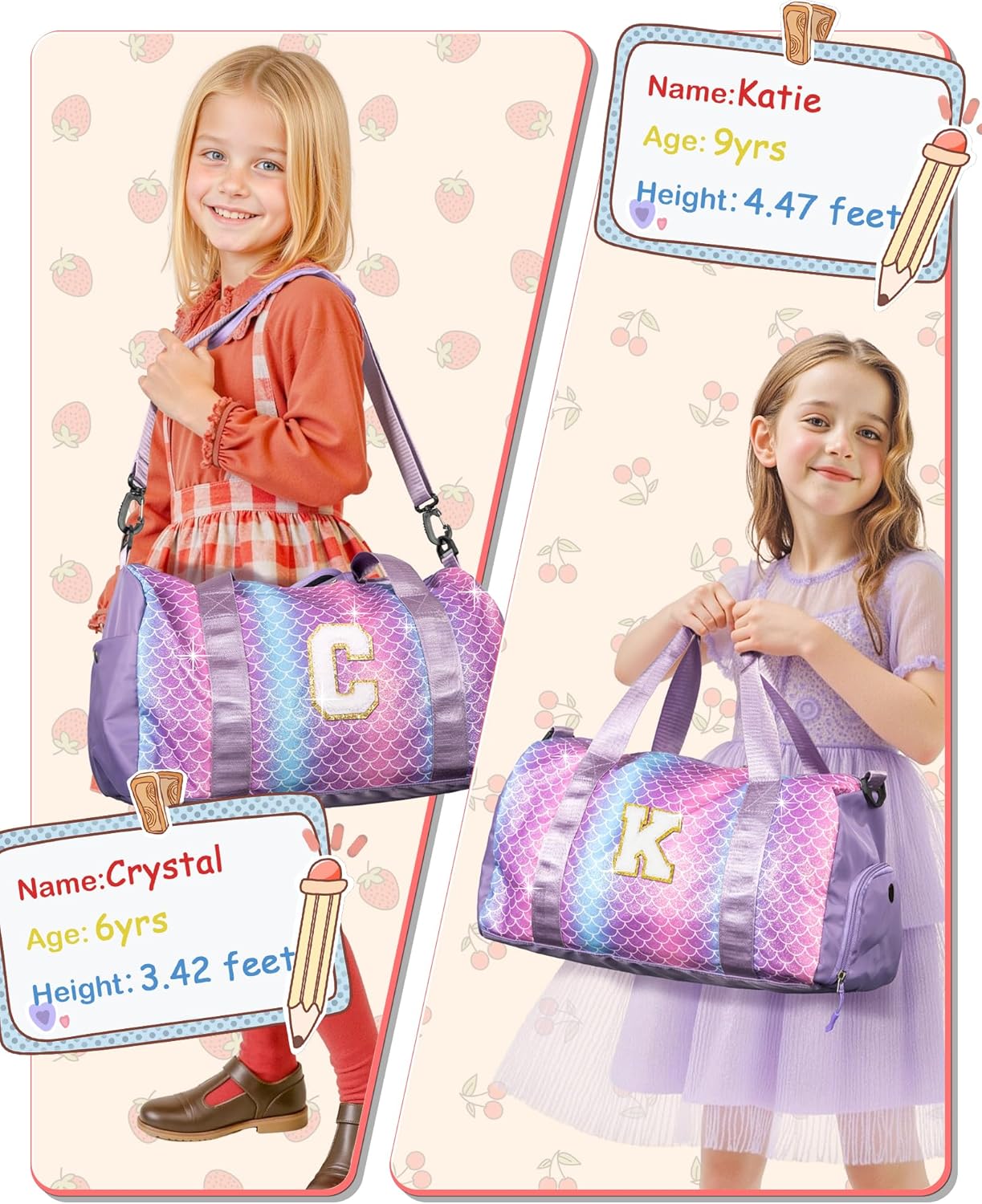 Gifts for Niece-Girl Gym Bag with Shoe Compartment, Kid Personalized Weekender Overnight Bags, Initial Travel Tote with Makeup Pouch, Birthday Gift for Sister Granddaughter (Letter J)