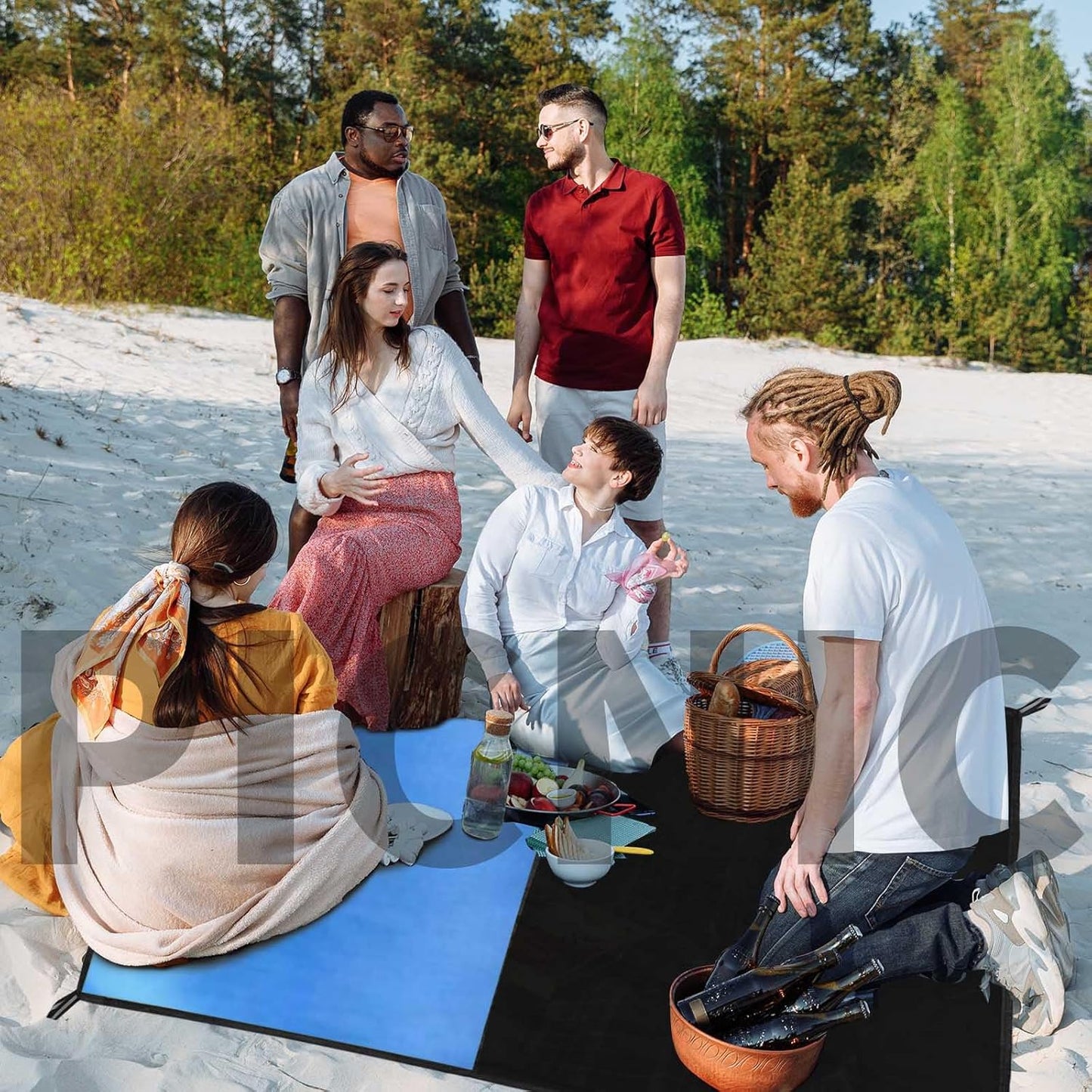 Frelaxy Pocket Picnic Blanket, Waterproof Sandproof Beach Mat, Compact Camping Tarp for Festivals, Hiking, Travel, Outdoor Recreation
