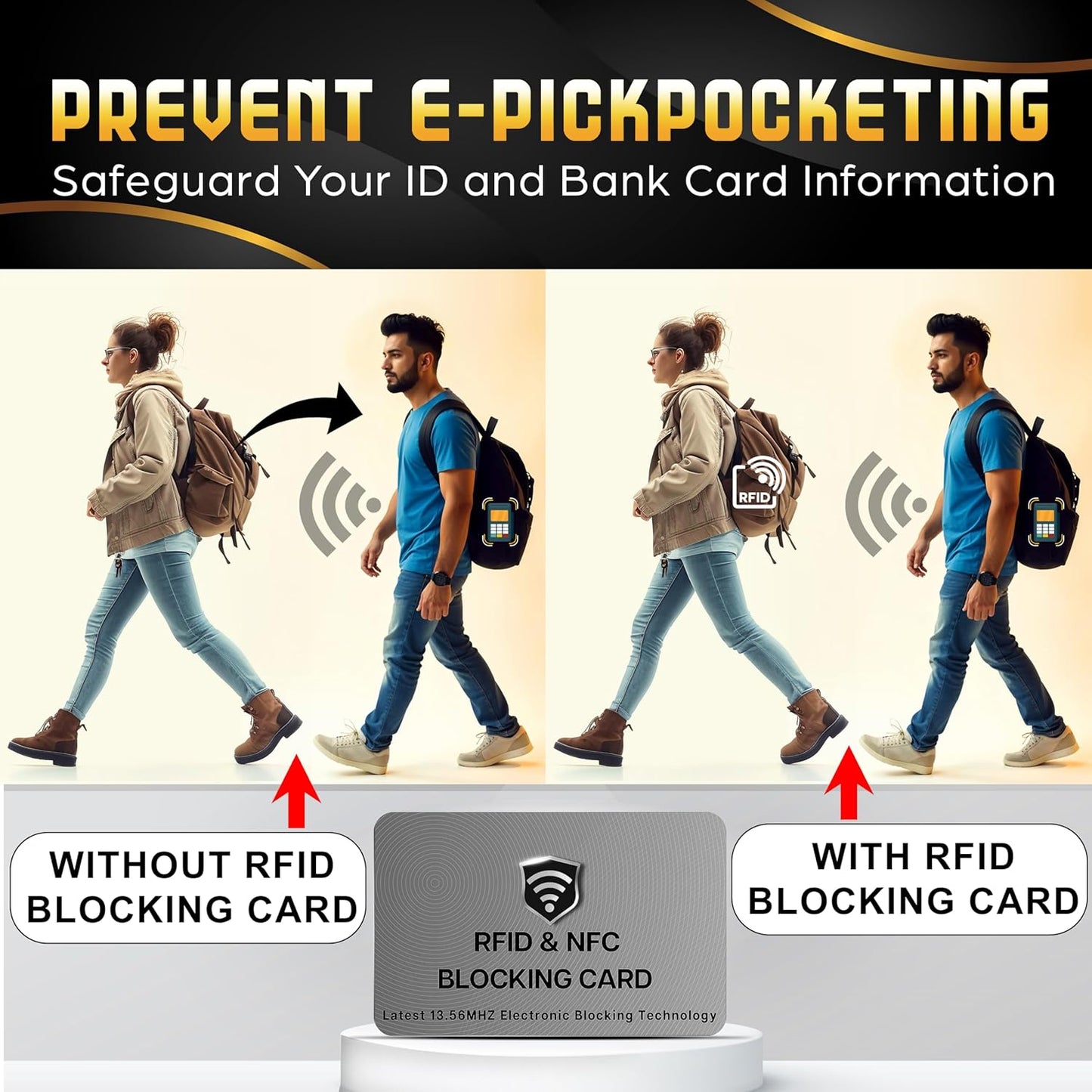 SaiTech IT RFID Blocking Cards - Protects Entire Wallet, NFC & Contactless Card Protector - Grey (10 Pcs)