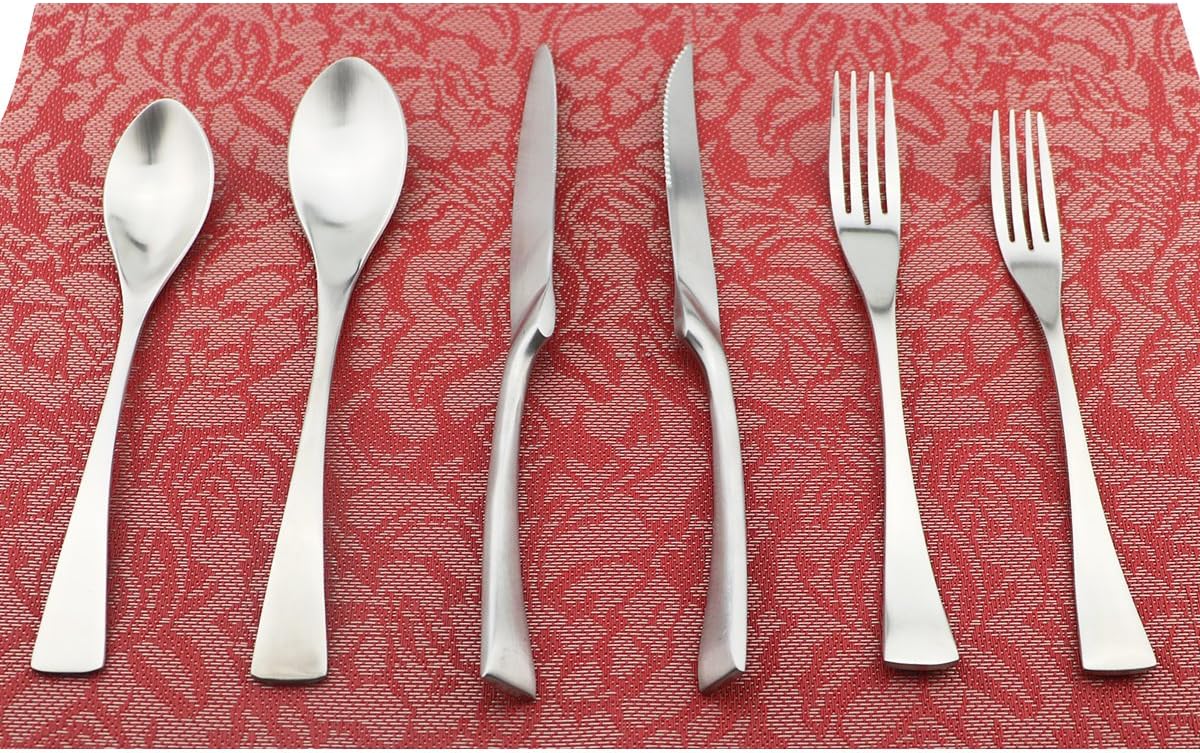 24-Piece Flatware Set,Extra Thick Heavy Duty - 18/10 Stainless Steel Cutlery Sets,High Matte Finish Silverware Flatware Sets Service for 4,Use for Home,Kitchen, Utensil Sets