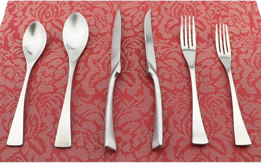 24-Piece Flatware Set,Extra Thick Heavy Duty - 18/10 Stainless Steel Cutlery Sets,High Matte Finish Silverware Flatware Sets Service for 4,Use for Home,Kitchen, Utensil Sets