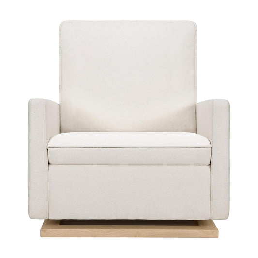 babyletto Cali Pillowback Chair and a Half Glider in Performance Cream Eco-Weave with Light Wood Base, Water Repellent & Stain Resistant, Greenguard Gold and CertiPUR-US Certified
