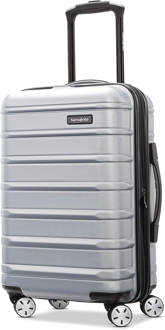 Samsonite Omni 2 International Carry-On Luggage with 360° Spinner Wheels - Scratch Resistant Hardshell - TSA, Airline-Approved - Expandable Polycarbonate Shell for Lightweight Travel - Artic Silver