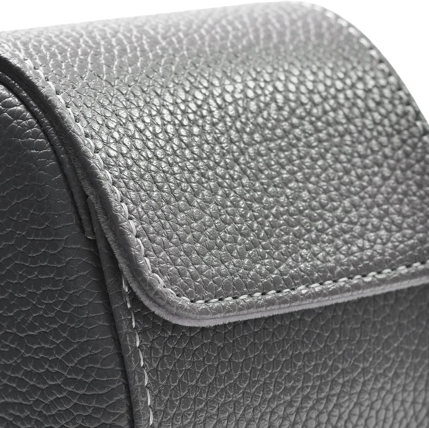 Oirlv Luxury Leather Travel Watch Case - Single Watch Box for Women - Portable Jewelry Storage Roll Organizer (Grey)