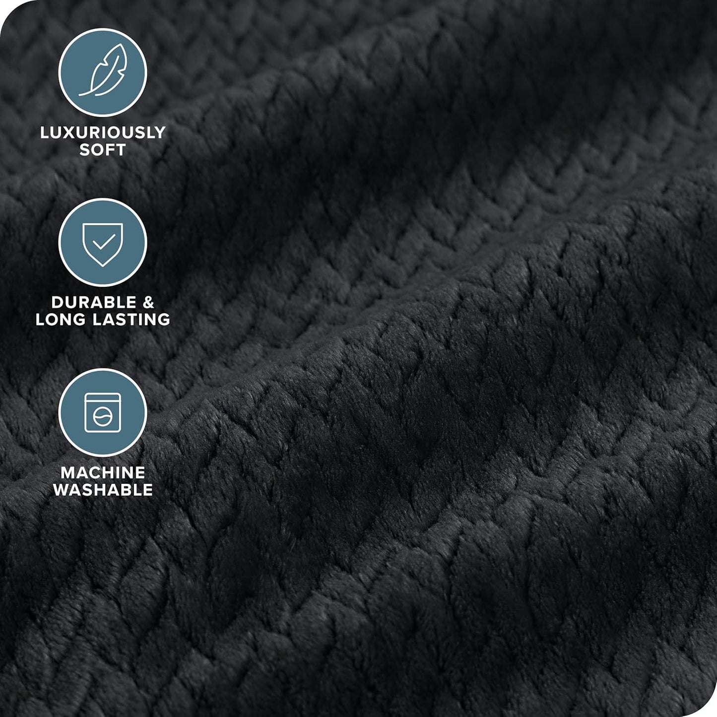 Bare Home Textured Fleece Blanket - King Size - Ultra-Soft Lightweight for Bed, Sofa, and Couch - Luxury Microplush - Cozy Warm Blanket (King, Chevron Black)