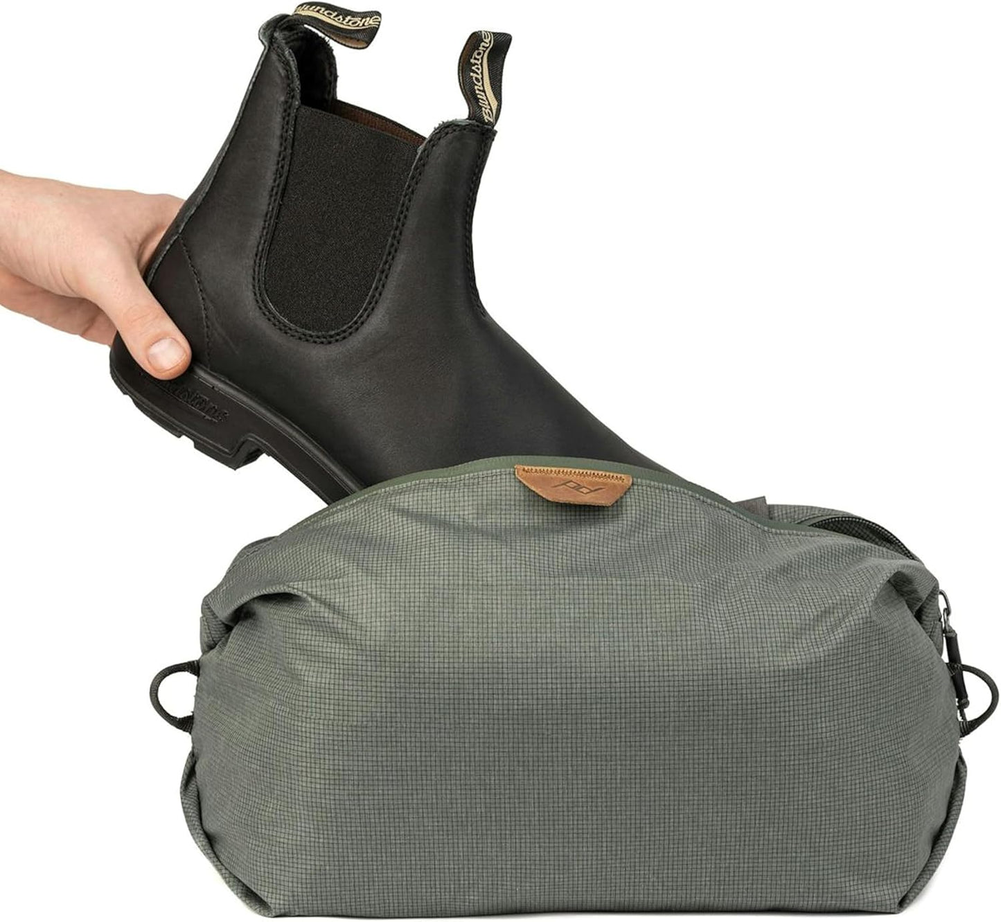 Peak Design Shoe Pouch, Sage, Ultralight Travel Organizer Bag for Shoes or Other Items, Weatherproof Shell, Packs into Itself, Fits 1–2 Pairs of Shoes, Works with Peak Design Travel Bags