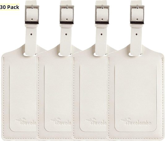 Travelambo Luggage Tags for Suitcases PU Leather Travel Tags Bag Tags Privacy Protection Travel Essentials