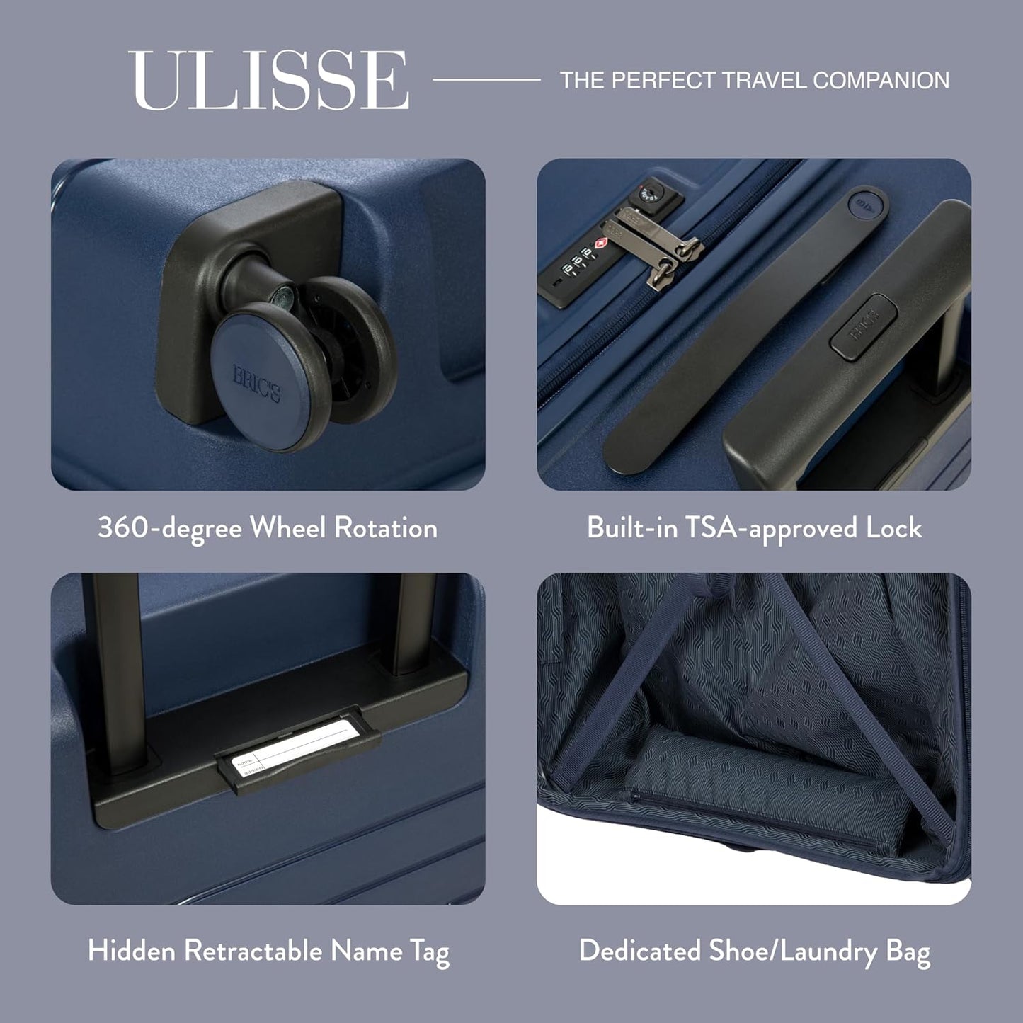 Bric's B|Y Ulisse Spinner Suitcase, Expandable Hard Shell Luggage with TSA Lock and Smooth 360° Wheels 28" – Ocean Blue