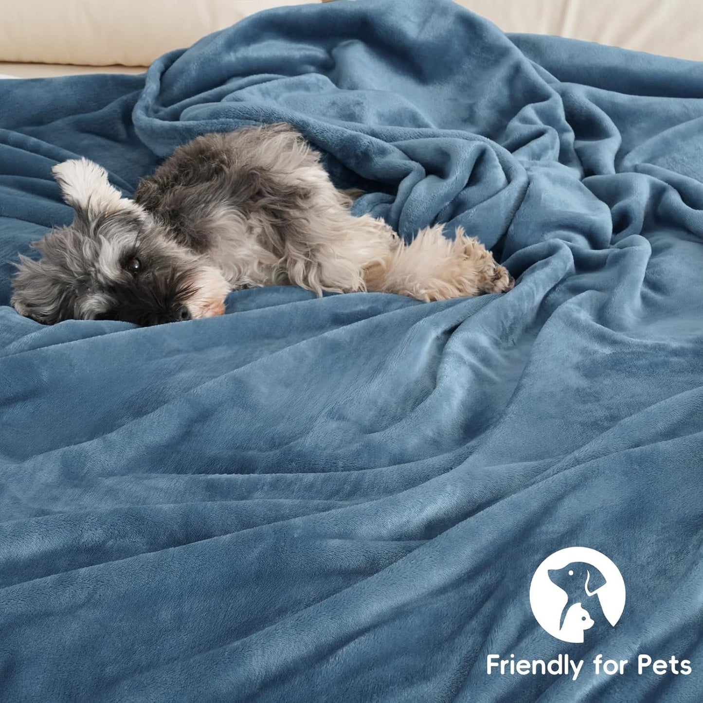 PHF Ultra Soft Fleece Blanket Queen Size, No Shed No Pilling Luxury Plush Cozy 300GSM Lightweight Blanket for Bed, Couch, Chair, Sofa Suitable for All Season, 90" x 90", Captain's Blue