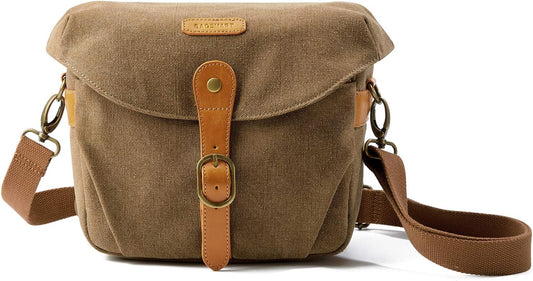 BAGSMART Camera Bag, SLR DSLR Canvas Crossbody Camera Case, Compact Camera Shoulder Bag with Rain Cover for Women and Men