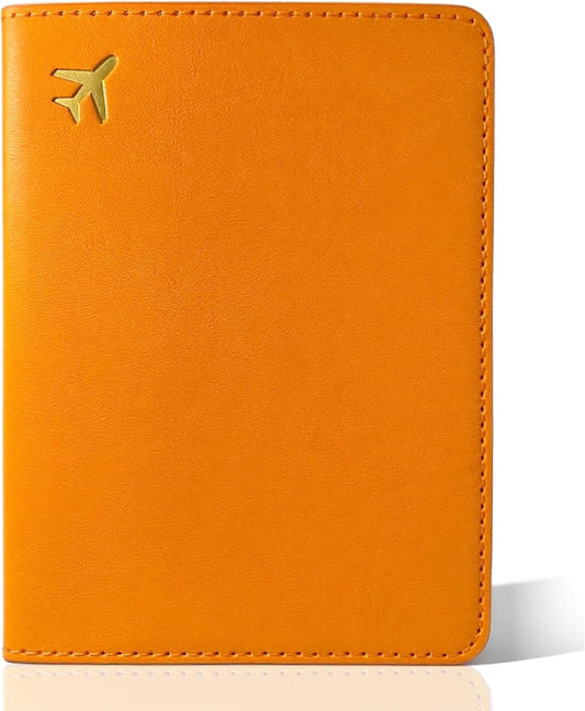 Passport Holder for Travel Essentials,RFID Blocking Passport Cover Case for Travel Accessories,Travel Wallet for Women Men (Orange)