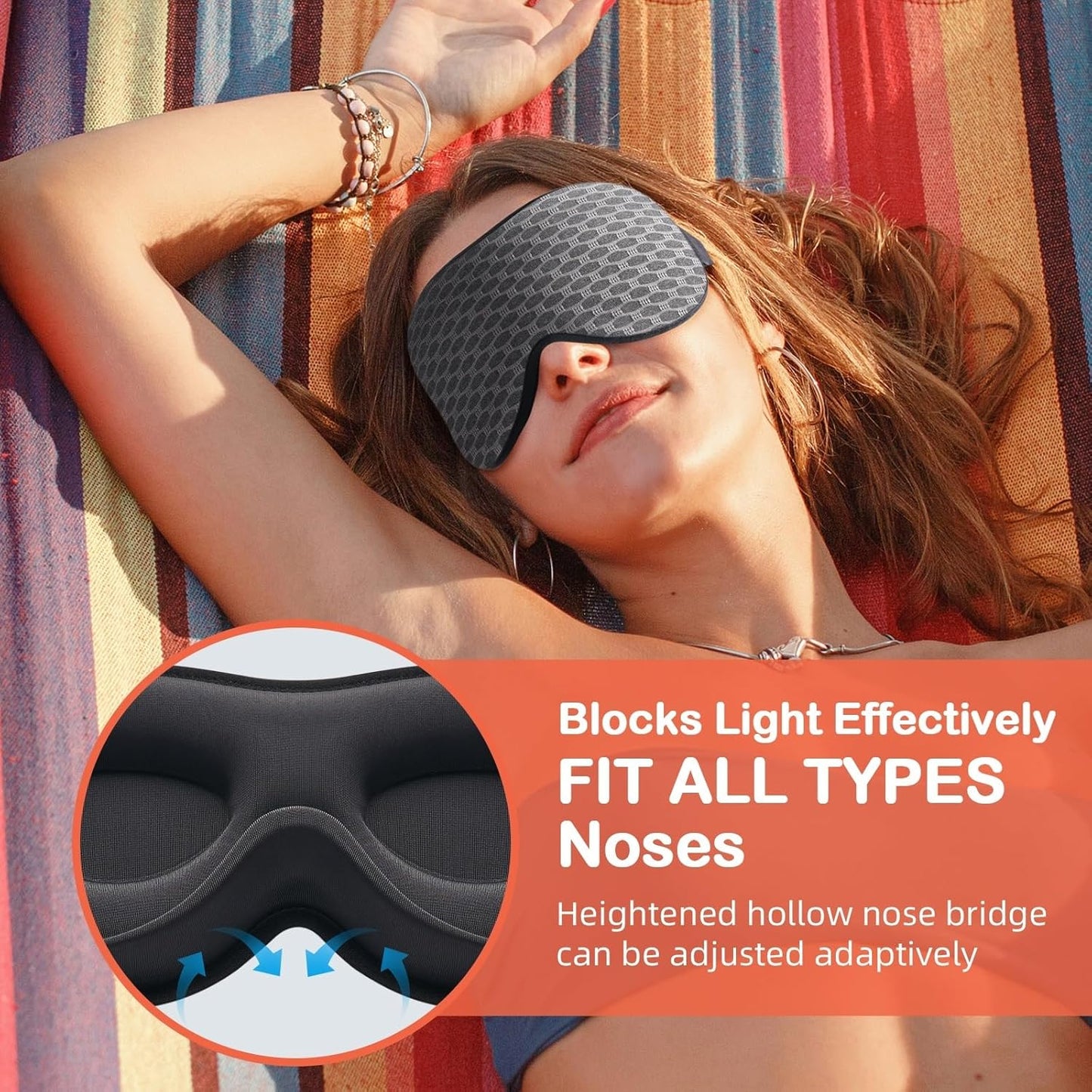 INNELO 3D Contoured Sleep Mask for Side Sleepers - 100% Light Blocking Sleeping Mask for Men & Women, Soft and No Pressure on Eyes - Airplane Blindfold, Night Eye Cover for Travel, Nap, Yoga - Grey