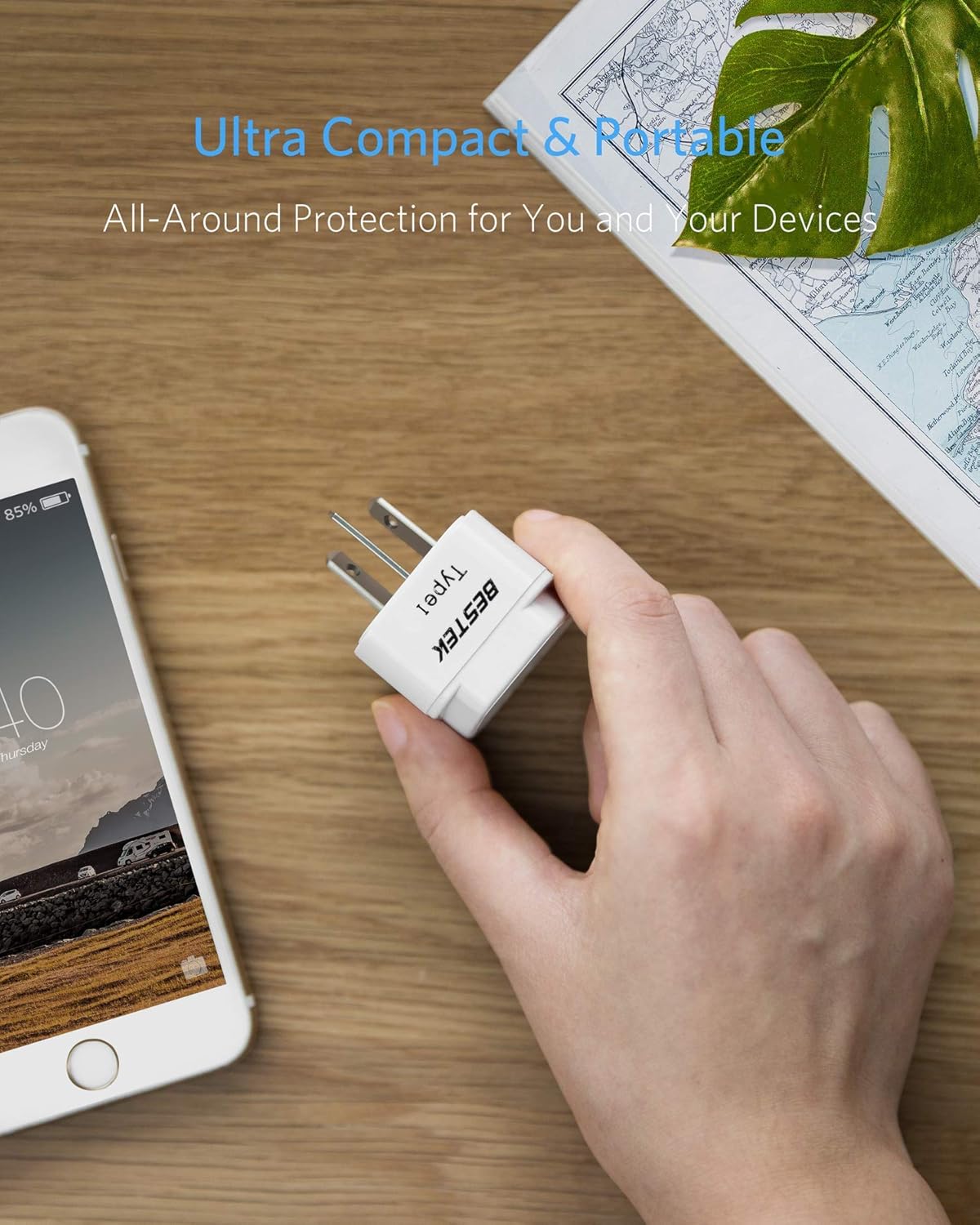 BESTEK Worldwide Travel Plug Adapter Set, Grounded Universal Power Plug Adapter for USA to US, EU, AU, UK, GE, HK and More- 8 Packs