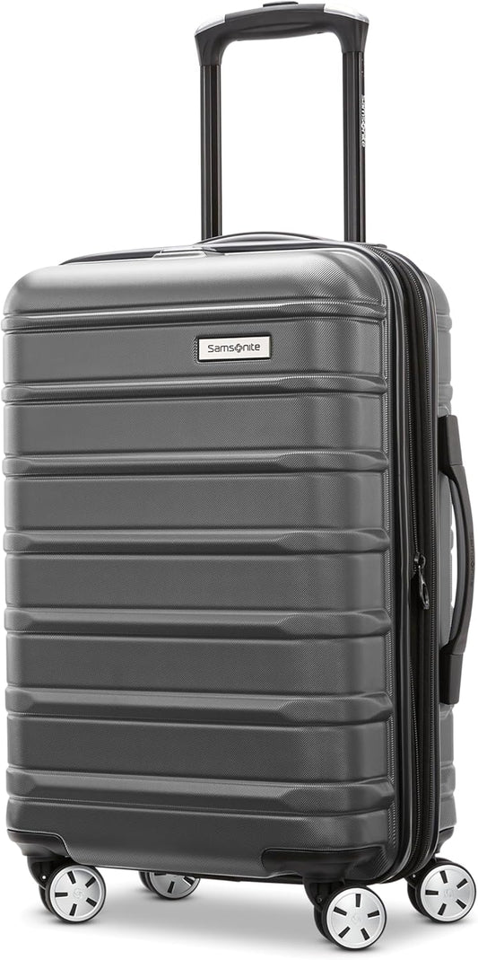Samsonite Omni 2 International Carry-On Luggage with 360° Spinner Wheels - Scratch Resistant Hardshell - TSA, Airline-Approved - Expandable Polycarbonate Shell for Lightweight Travel - Charcoal