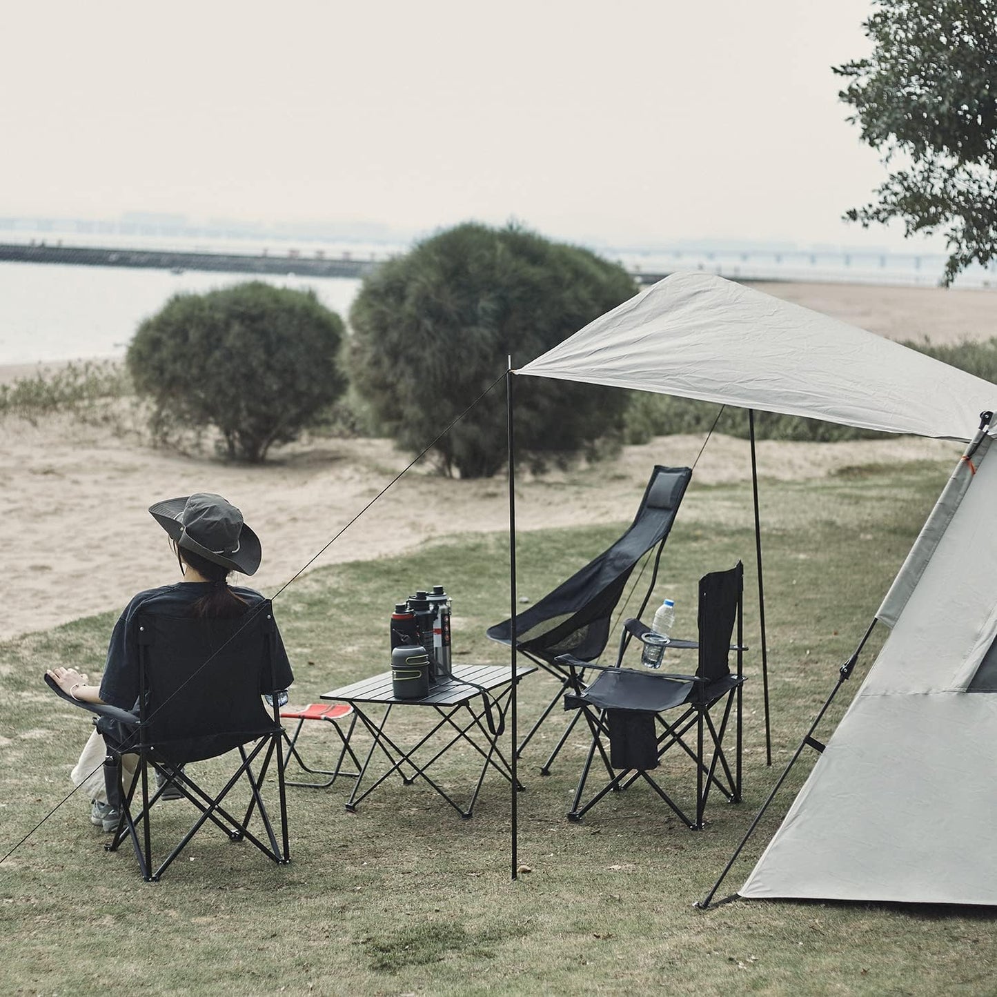 Damei century 4PCS Folding Camping Chairs-Lightweight, Installation-Free, Portable Chair for Beach, Lawn, Outdoor Sports