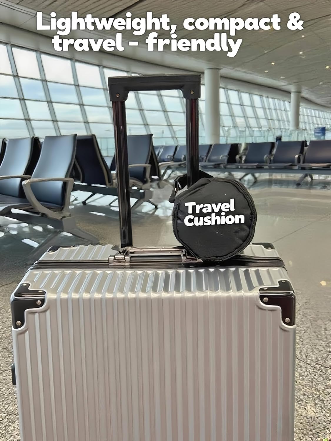 Travel Cushion Airplane Seat,Inflatable Air Bubble Design with Storage Bag for Car/Office/Kitchen Chairs.42 Air Cells, Adjustable Firmness, Non-Slip Bottom