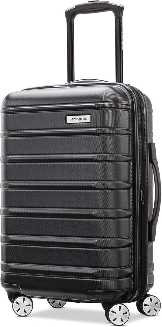 Samsonite Omni 2 International Carry-On Luggage with 360° Spinner Wheels - Scratch Resistant Hardshell - TSA, Airline-Approved - Expandable Polycarbonate Shell for Lightweight Travel - Midnight Black
