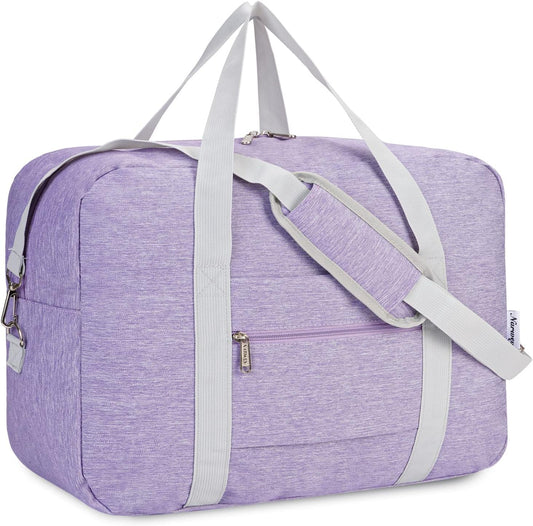 For Spirit Airlines Personal Item Bag 18x14x8 Foldable Travel Duffel Bag Tote Duffle Carry on Luggage for Women 30L (Purple (With Shoulder Strap))