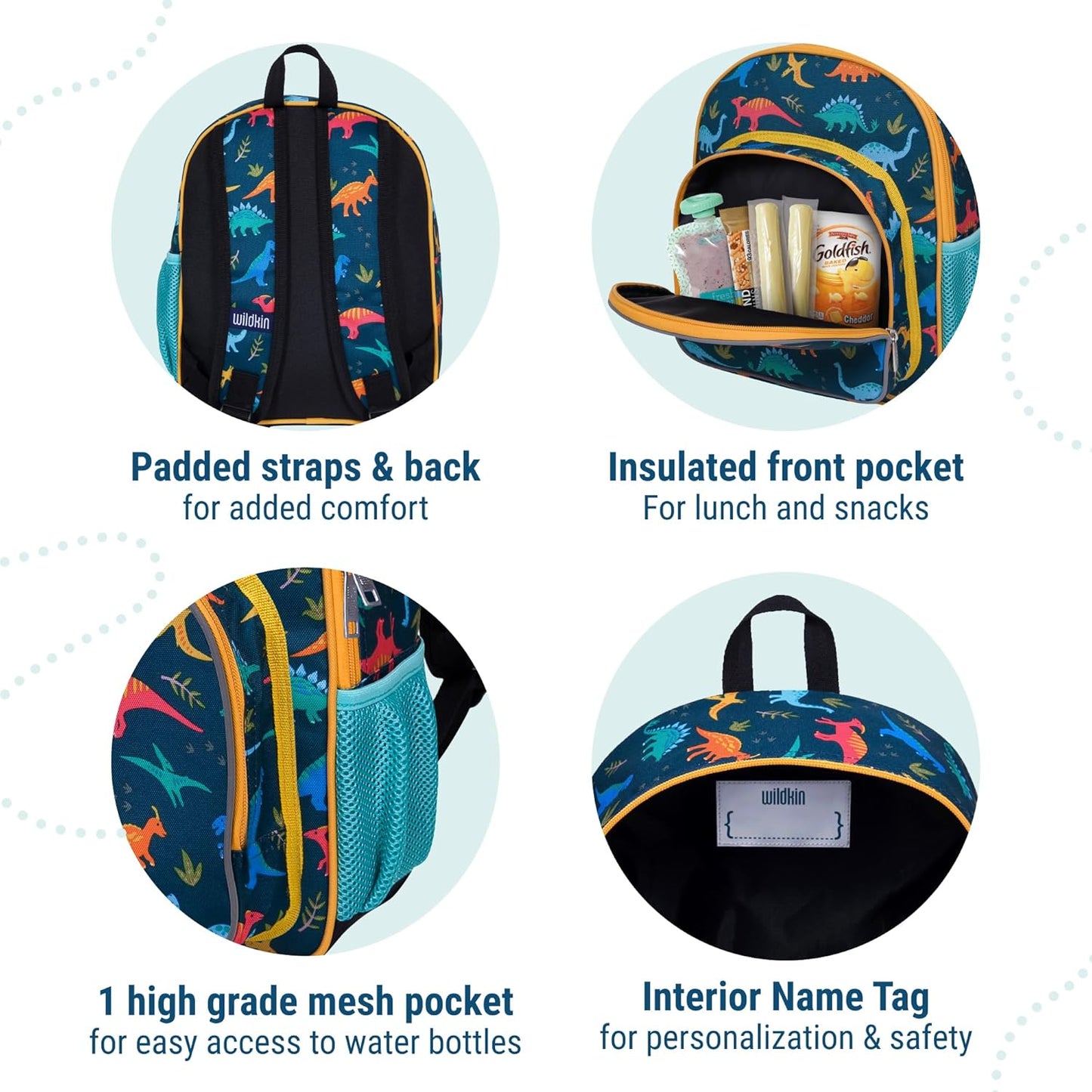 Wildkin 12-inch Kids Backpack – Padded, Adjustable, Ideal for Daycare & Travel - Jurassic Dinosaurs